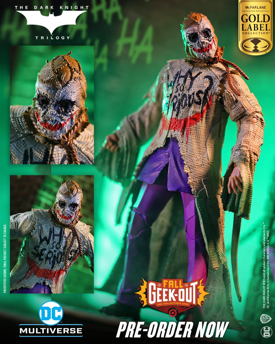 mcfarlanetoys's tweet image. Scarecrow™ Jokerized Gold Label 7in (The Dark Knight™) is available for pre-order NOW exclusively at Target!
➡️ bit.ly/ScarecrowTDKJo…

Combine with the rest of The Dark Knight Trilogy Build-a line and assemble JOKERIZED Bane™!

#McFarlaneToys #DCMultiverse #TargetFallGeekOut