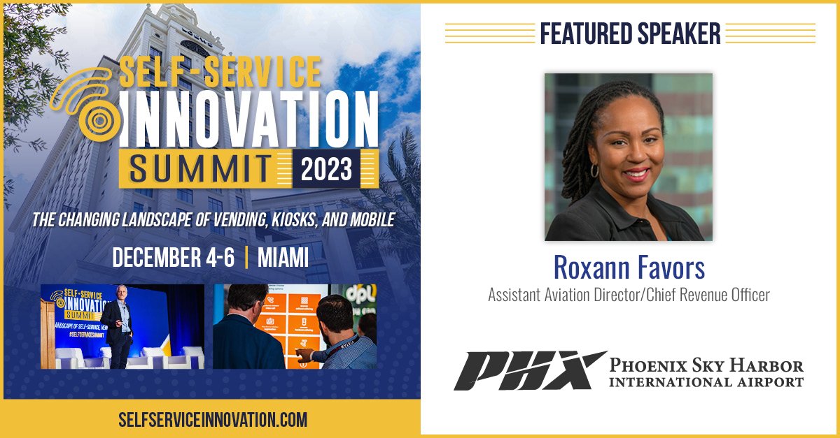 Roxann Favors, Assistant Aviation Director/Chief Revenue Officer at <a href="/PHXSkyHarbor/">Phoenix Sky Harbor International Airport</a> will join us at Self-Service Innovation Summit 2023 to offer insights on finding the best check-in kiosk solution for your business. #SelfServiceSummit #kiosks #selfservice #checkin