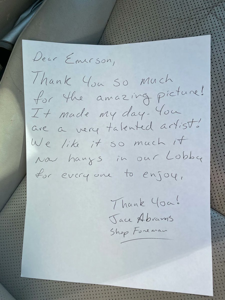 LexTechsOfATL's tweet image. Thank you, Emerson! This kind of stuff makes our day. Thanks for the letter and the amazing picture! It now hangs in our lobby for everyone to enjoy.