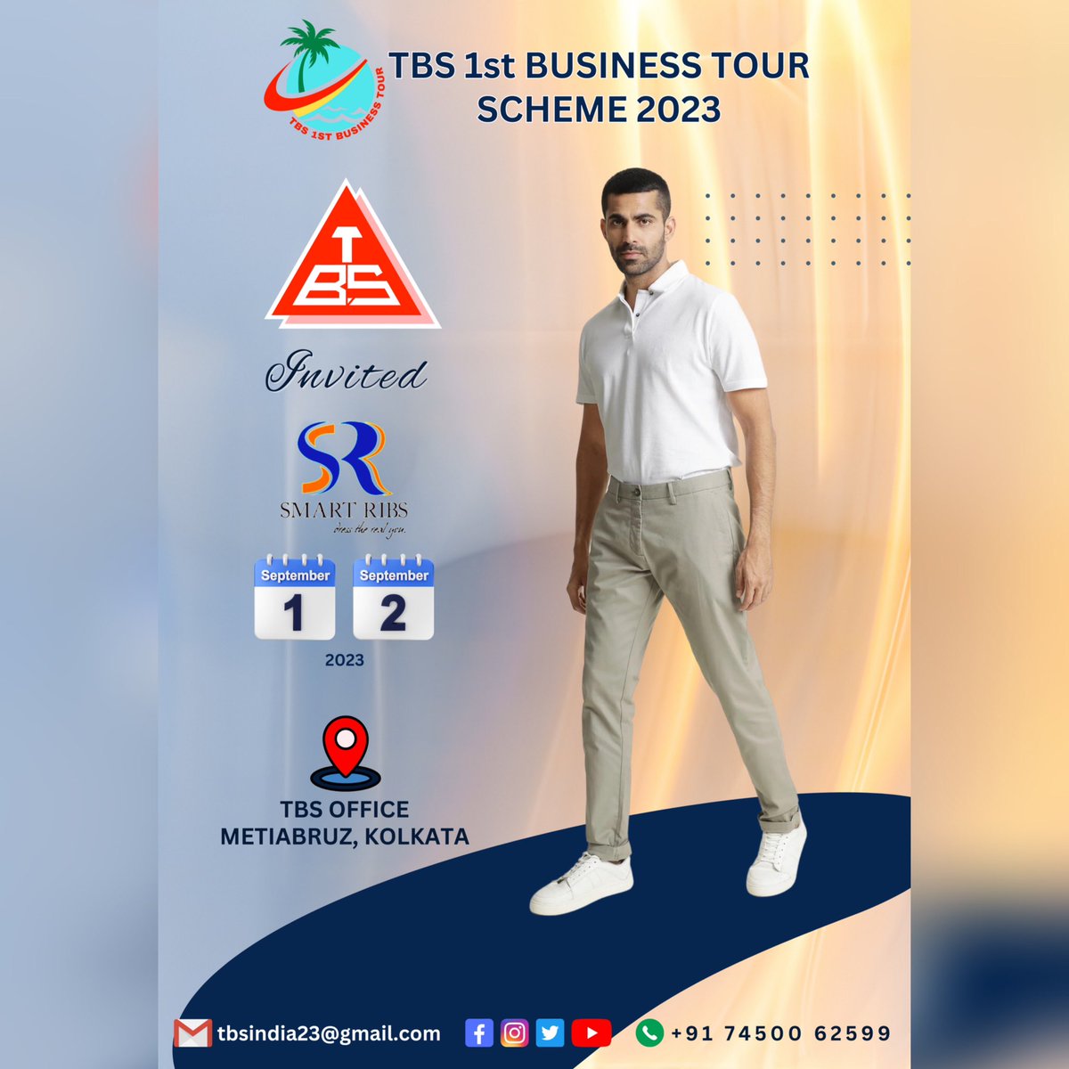 tbsindia23's tweet photo. ONE OF THE BEST DELHI BRANDS "SMART RIBS" IS COMING IN METIABRUZ, KOLKATA AT TBS OFFICE.
BE PREPARED AND STAY TUNED WITH TBS.
#tbsindia23 #TirupatiBalajiSales #tbs #TBS_1st_Business_Tour
#Aug_Sep_Scheme23 #TourScheme23 #Smart_Ribs #Top_Delhi_Brand #Delhi #GandhiNagar #TankRoad https://t.co/6zNEDi63CU