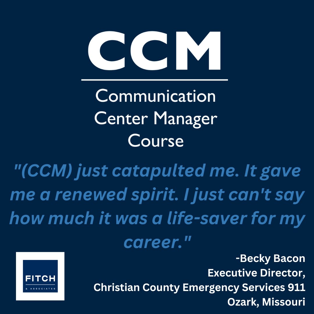 PinnacleEMS's tweet photo. LAST CALL for our Communication Center Manager Program!
CCM FALL 2023
ONLINE BEGINS: Aug. 28
Onsite: Oct. 8-13 & Dec. 3-8
Oklahoma City, OK
Register and learn more here: https://t.co/oXJJGZZ9Ng
#EMS #EMSmanagement #EMSleaders #communcationcenter #fitchassoc https://t.co/akzvc4Yfu8