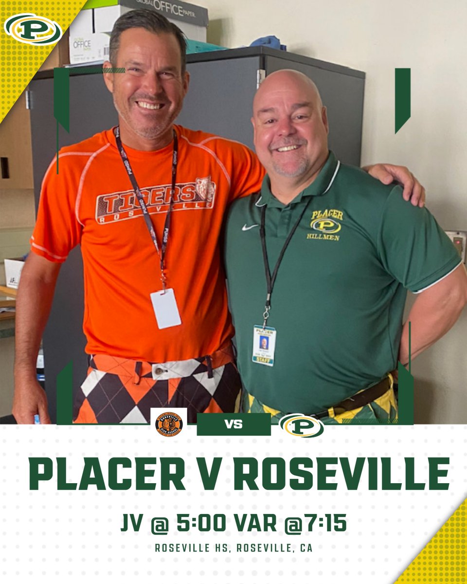 Placer v Roseville! Placer Math teacher and Roseville alum Mike Gardetto, busted by Placer AP Tim Trokey for a Gameday Dress Code Violation!