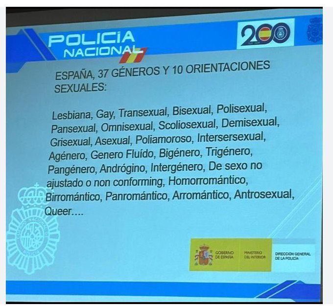 🇪🇦 #Spain #Genders #SexualOrientation

🤔 According to the Spanish National Police @policia there are:

• 37 genders
• 10 sexual orientations

'Spain, the first European country without people with a heterosexual orientation.'

#Heterosexuality #Heterosexuals