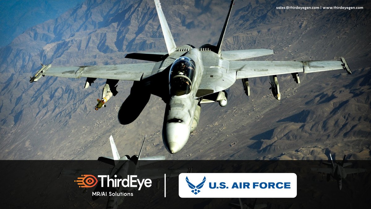 ThirdEye is proud to announce that the United States Air Force (<a href="/usairforce/">U.S. Air Force</a>) chose ThirdEye's RealEye AI platform, and will develop custom AR products for its program via its government partner.

To read our case study contact us today! hubs.ly/Q020gTpw0
#MR #USAirForce #AI