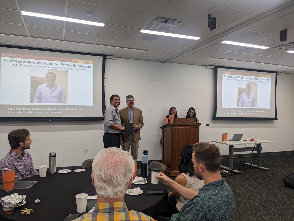 SantacruzLab's tweet image. Proud of @pesanta for his award from @CockrellSchool for his contributions to equity in engineering as a professional track faculty in @utexasece! You are an inspiration to so many!