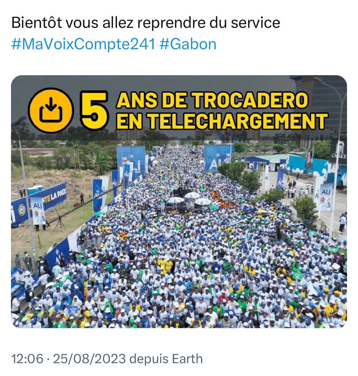 Melissa14749541's tweet photo. @lenouveaugabon Ou était jean ping hier a 2h quand ossa chassait les moustiques ?
Comment peut-il se moquer d'ondo ossa, de se présenter dans l'air de jeu a moins de 24h de la fin de match.
Pourquoi cette opposants est-elle aussi mal organisée ? 
Rien que les images font mal à ondo ossa https://t.co/nAvkNwXimx