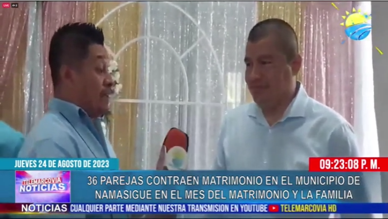 TeleMarcoviaHD's tweet photo. #TeleMarcoviaHD #Regionales 👰🤵Mas de treinta parejas contraen matrimonio en el municipio de Namasigüe, con ocasión del mes del matrimonio y la familia

Somos un medio regional y nacional!! TeleMarcoviahd https://t.co/R7GOKHdvck