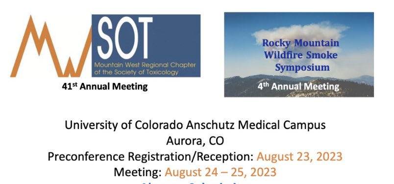 LukeMontrose's tweet photo. Thanks to @CSUVetMedBioSci for supporting the 2023 #RMWSS and #MWSOT meeting @CUAnschutz.
This meeting was all about elevating students and trainees research in #wildfiresmoke + #tox. https://t.co/M5XEJ6a2oa