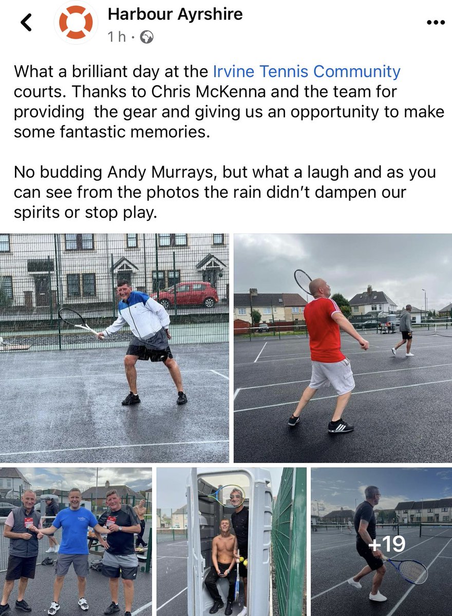 Irvine Tennis Community (@irvinetenniscom) on Twitter photo Great to see the courts being used today by the <a href="/HarbourAyrshire/">HarbourAyrshire</a> group.
Two community groups working together to help get people active, get fit and get socialising.
<a href="/NAyrshireCPP/">North Ayrshire Community Planning Partnership</a> Great to see the courts being used today by the <a href="/HarbourAyrshire/">HarbourAyrshire</a> group.
Two community groups working together to help get people active, get fit and get socialising.
<a href="/NAyrshireCPP/">North Ayrshire Community Planning Partnership</a>