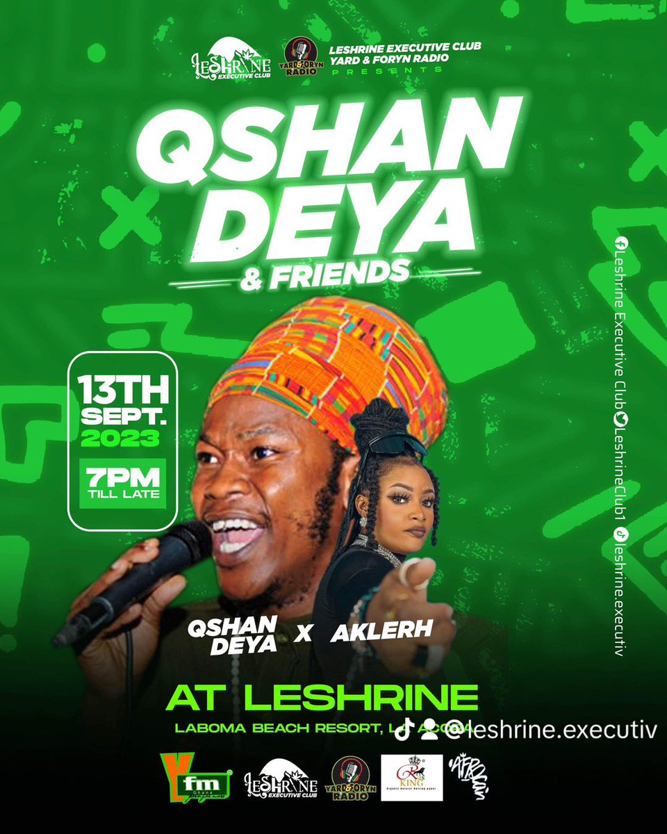 LeshrineClub1's tweet photo. 🔥🔥
It’s happening on the 13th of September inside LABOMA beach resort.
@aklerhmusic https://t.co/ZLSpXxKMOs