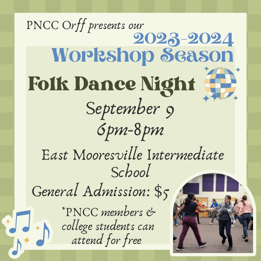 Our first event is almost here! 
Join us for a Folk Dance night on Saturday, Sept 9. General admission is $5, but PNCC members and college students can attend for free. Bring your friends and family for a great night! 💃🏼
#folkdance #aosa #pnccorff