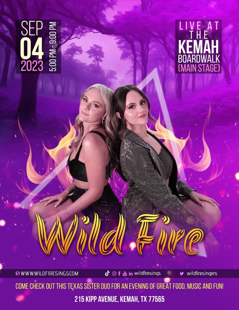 wildfiresingers's tweet photo. Come see Wild Fire live at the @KemahBoardwalk on Labor Day! Find out more about the event and register here: https://t.co/bQCAAqQVOc
#WildFireLive #KemahBoardwalkShow #LaborDayConcert #TexasMusicScene #KemahTXEvents #HoustonLiveMusic #WildFireOnStage #KemahEntertainment #MusicAtTheBoardwalk #LiveAtKemah