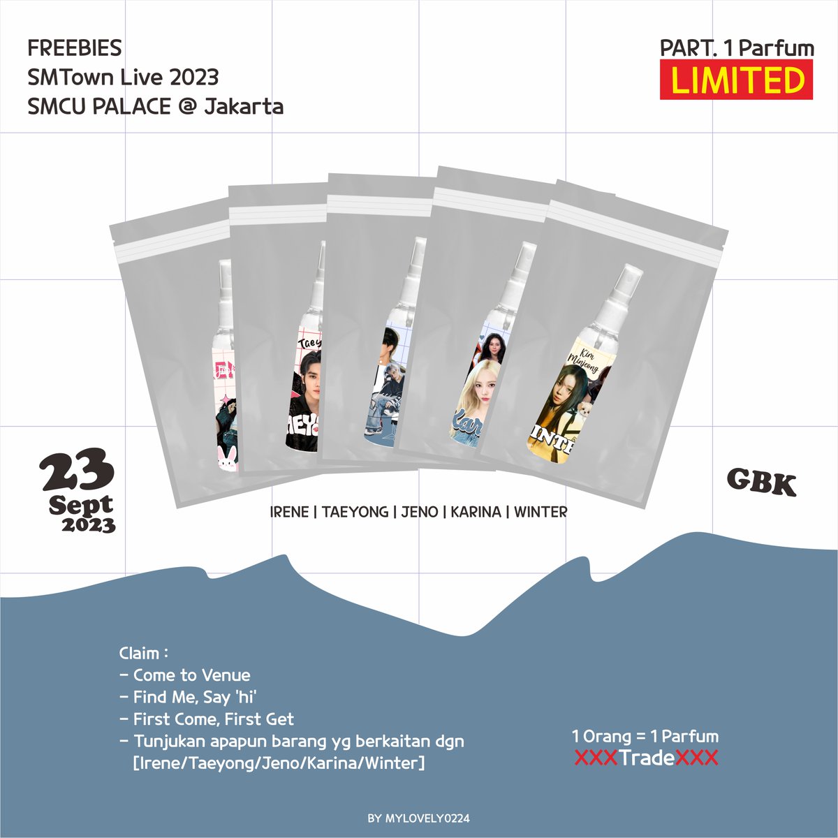 mylovely0224's tweet photo. [FREEBIES] Part. 1 Parfum 20ml 
SMTown Live 2023 : SMCU Palace @ Jakarta 

🗓️23 Sept 2023 
📍GBK [Detail Location TBA] 
⏰ TBA

♡ rt &amp; like are very appreciated ♡

#SMTOWN_LIVE_2023_JAKARTA #SMTOWNJAKARTA2023 #SMTOWN https://t.co/rDQmvAkZht
