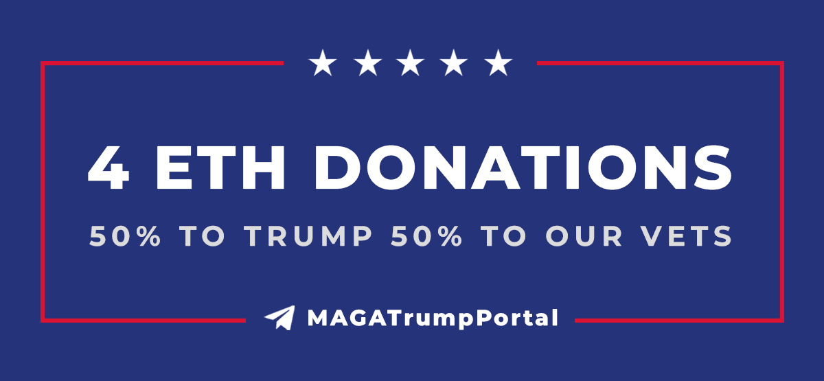 MAGAMemecoin's tweet photo. We have just donated 2 $ETH to Donald J. $TRUMP and 2 $ETH to our Disabled American Veterans @davhq
#Trump #MAGA #Trump2024 https://t.co/3ga2cC9vNL