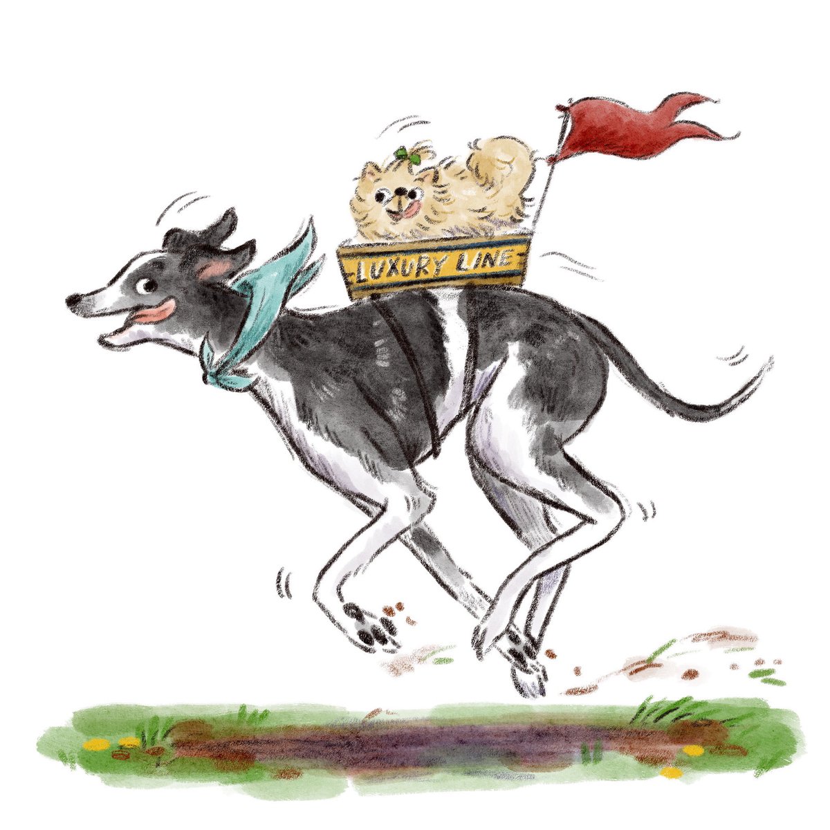 Greyhound! Used a drawing prompt to get my creative juices flowing and created this speedy duo. 🚌 
#kidlitart #picturebooks #illustration #picturebookart