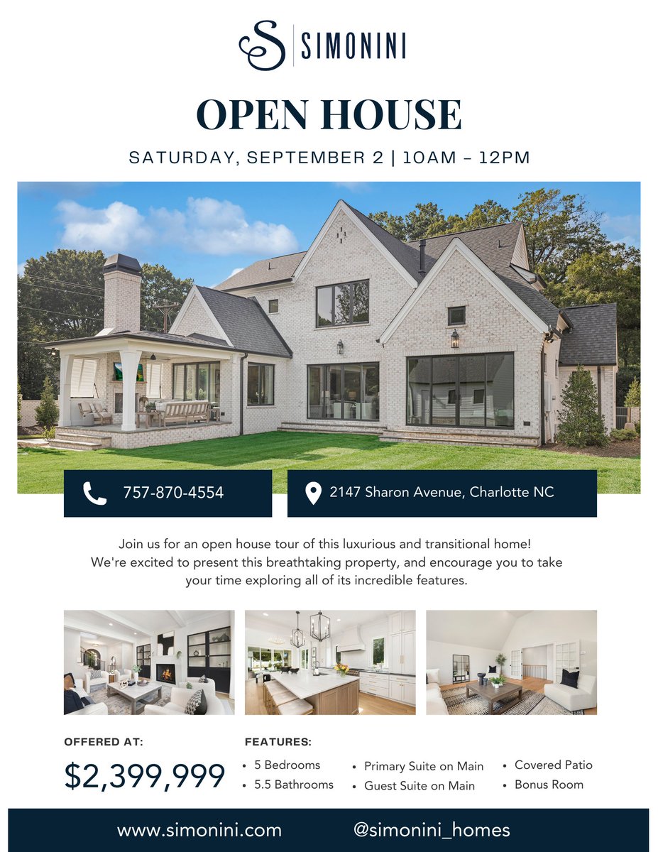 Simonini_Homes's tweet photo. Mark your calendars! All are welcome!

OPEN HOUSE - 2147 SHARON AVENUE
Saturday, September 2  10AM-12PM https://t.co/xG6gv0AJRT