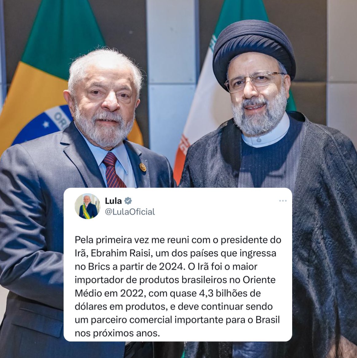 renatajbarreto's tweet photo. É isso que Lula vai fazer no exterior, aliar-se a mais ditaduras, elogiar os tiranos e envergonhar o Brasil.

Em junho, o ditador Ebrahim Raisi fez um “tour antiamericano” visitando Cuba, Nicarágua e Venezuela, sendo que recebeu a Ordem do Libertador e Libertadora de Primeira Classe das mãos do ditador Nicolas Maduro. 🤡

Só no ano passado 580 pessoas foram executadas a mando de Raisi, um fundamentalista islâmico que, além de tudo, é responsável por uma guinada opressora contra mulheres. A esposa de Raisi, disse em junho que é uma violência que mulheres trabalhem e estudem igual aos homens. No ano passado, a polícia da moralidade iraniana prendeu e espancou Mahsa Amini, de 22 anos, por não usar o hijab (o véu islâmico) corretamente. Ela morreu no hospital depois de 3 dias em coma. Outras mulheres que protestaram contra a morte de Mahsa também foram mortas. 

O Irã também persegue e mata homossexuais, tendo emitido sentença de morte para duas ativistas no ano passado. 

Lembrando que, em março, o governo brasileiro autorizou que embarcações iranianas atracassem no Rio de Janeiro, depois da negativa de vários outros países da América Latina.

Lula NUNCA escondeu seu apreço por ditaduras e, mesmo assim, continua sendo aclamado por parte do povo brasileiro como aquele que “salvou a democracia”. 

Os BRICS são, mais do que nunca, um clube de ditaduras e pretensas democracias. E o Brasil é um dos protagonistas desse show de horrores.