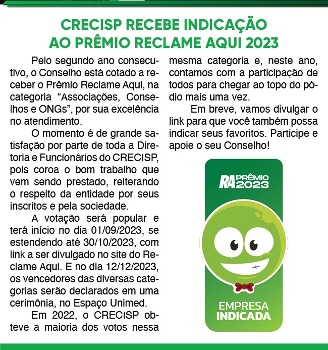 portalCRECISP's tweet photo. Votação do Prêmio Reclame Aqui começa na próxima sexta-feira (01/09).
O CRECISP é mais uma vez indicado!
https://t.co/qHZirlTAhH
#atendimentocrecisp #corretoresdeimóveis #crecisp https://t.co/UHxFMtmui7