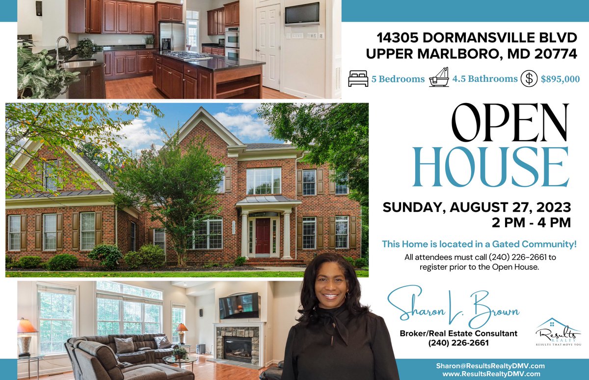 Call 📲 (240) 226-2661 today to register for the Open House or to schedule a private tour.
-----
Connect With Us!

Facebook - facebook.com/ResultsRealtyD…
YouTube - bit.ly/2oA70K5
Instagram - instagram.com/ResultsRealtyD…

#OpenHouse #SharonLBrown #ResultsRealty #ResultsThatMoveYou