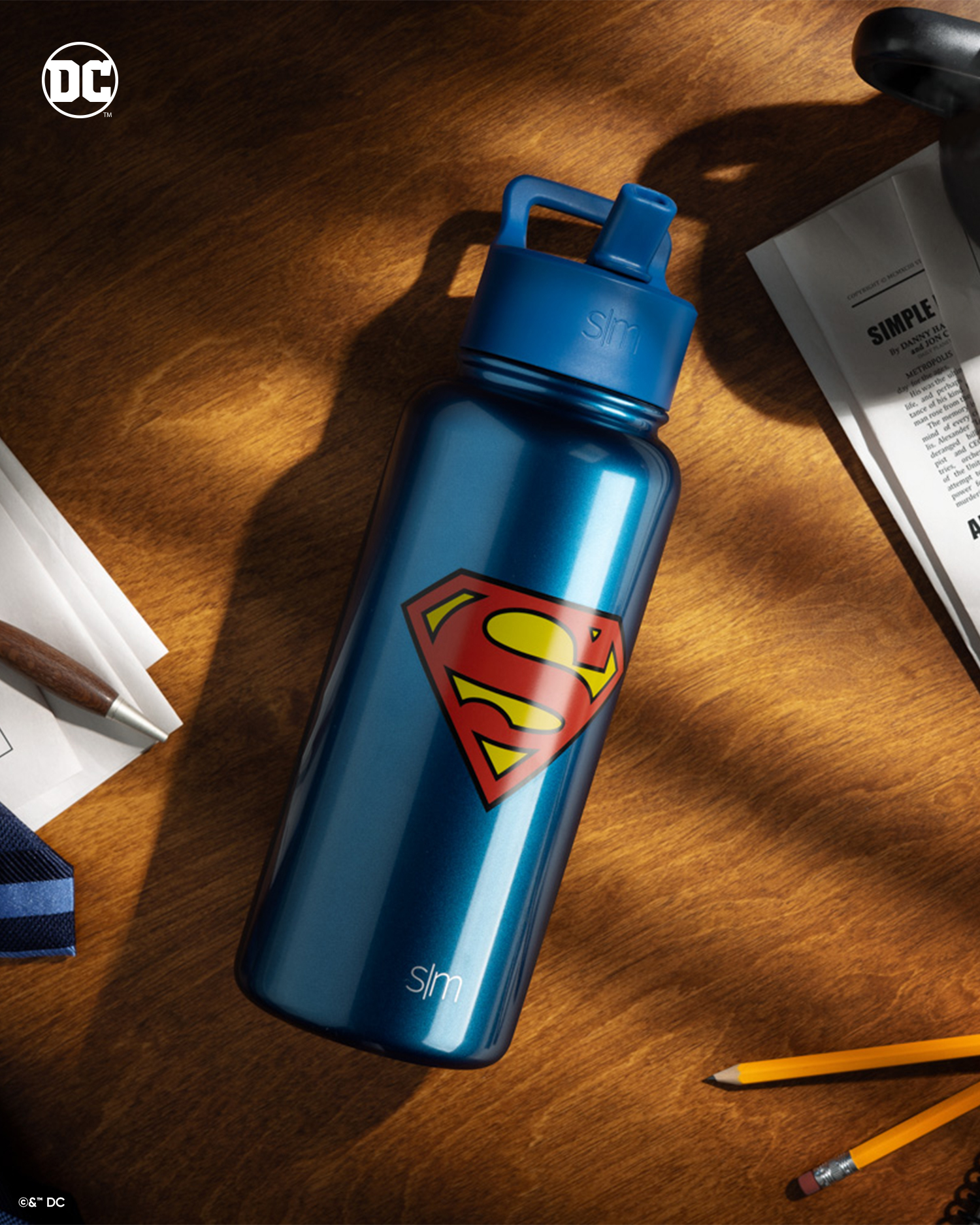 Thermos Superman Man Of Steel Stainless Steel Water Bottle 12oz