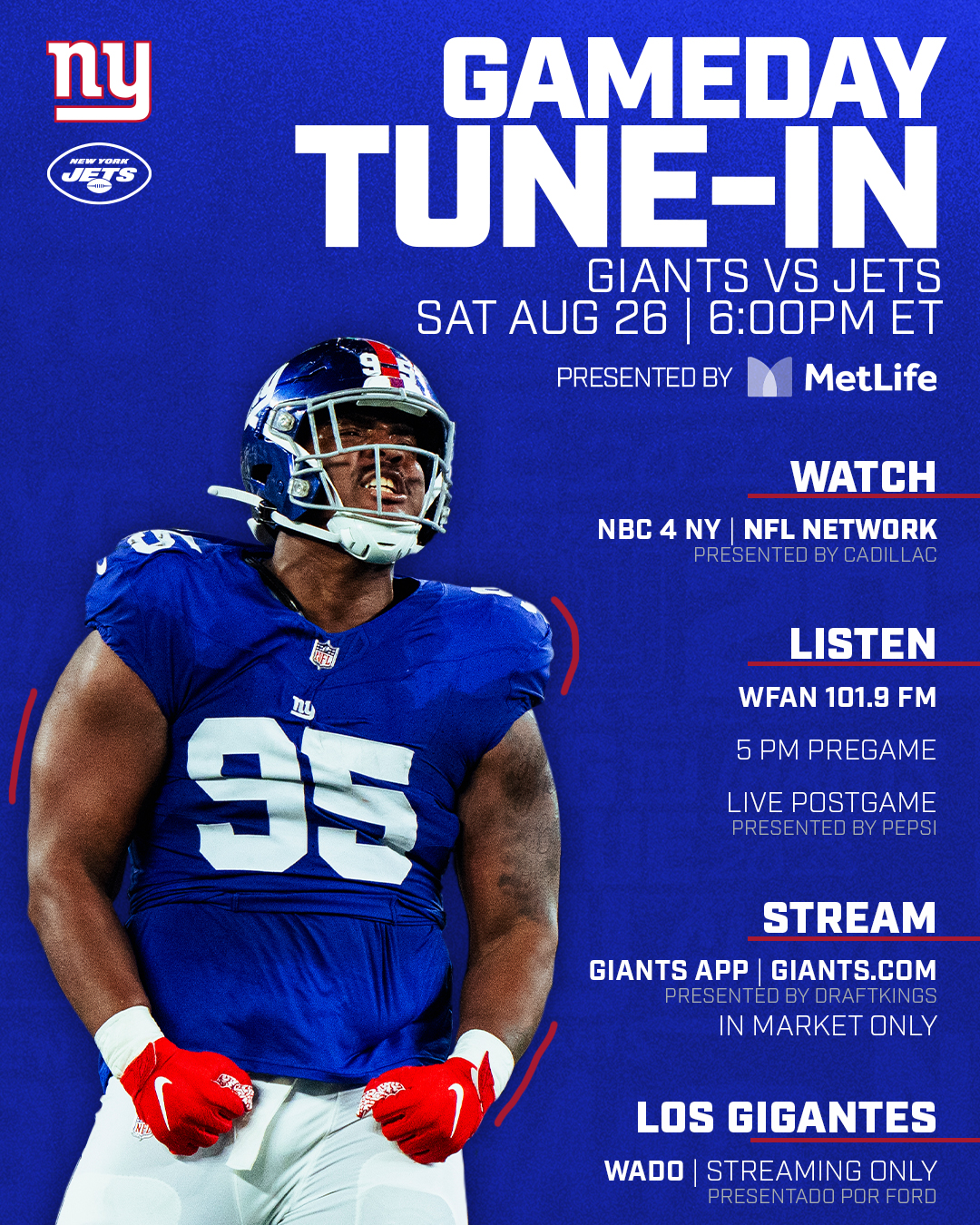 New York Giants vs. New York Jets: How to Watch, Listen & Live
