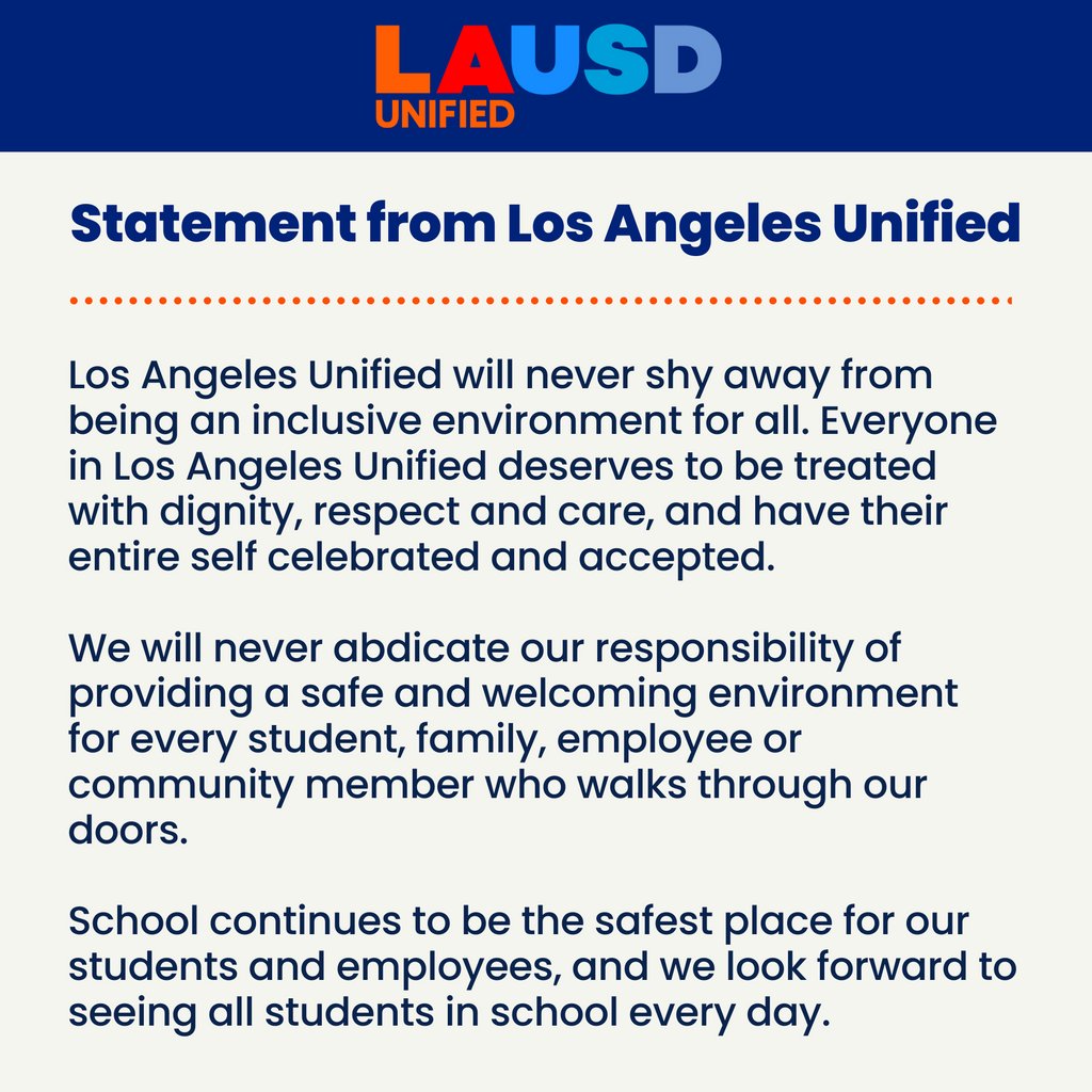 Statement from Los Angeles Unified