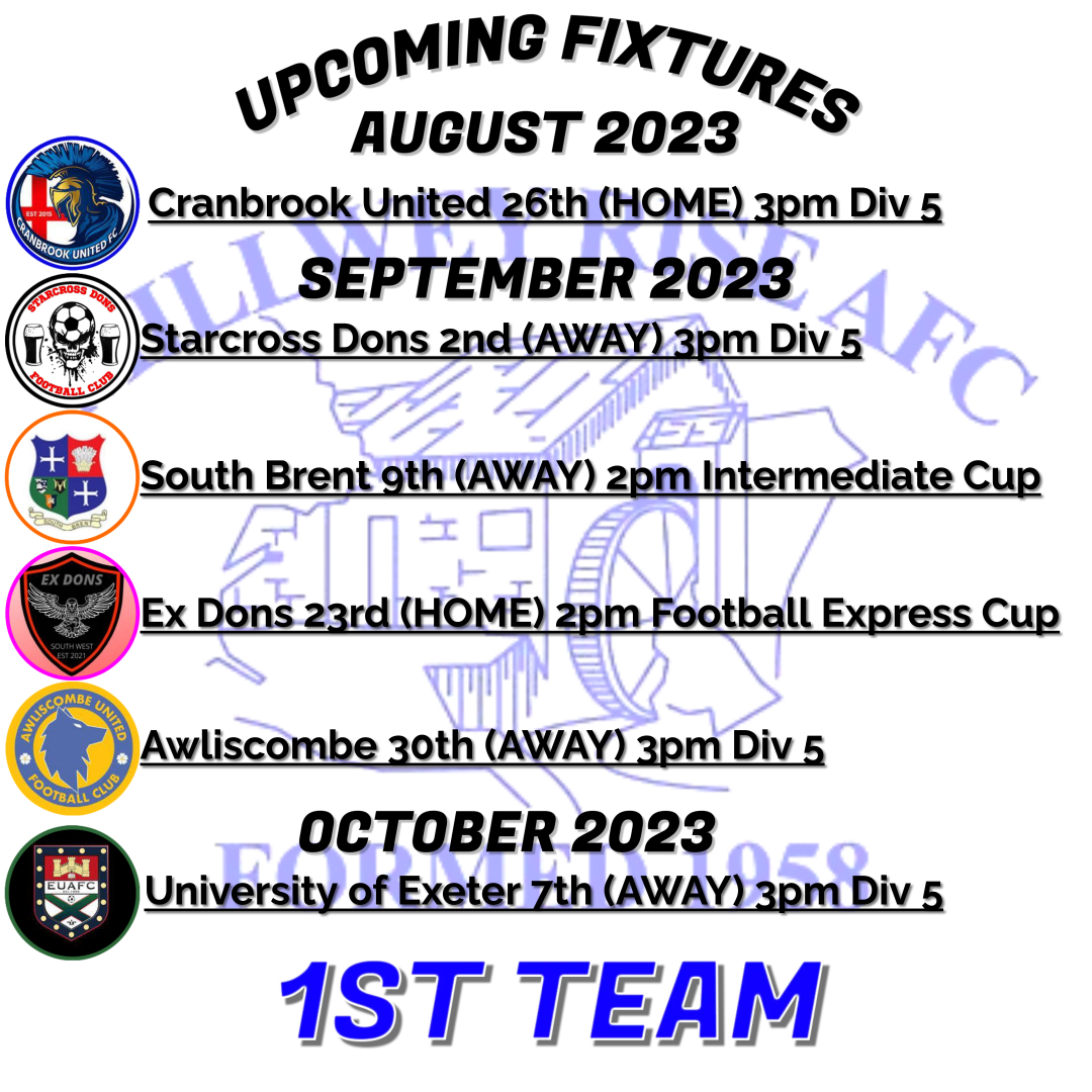 MillweyRiseAFC's tweet photo. Upcoming fixtures, dates and times for both teams. https://t.co/dTGJ8zBC4D