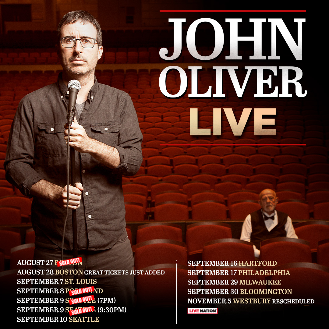 iamjohnoliver's tweet image. I've added some more shows to help keep paying our staff. If you're close to any of the places below, come! If you're not, don't! If you're busy, I fully understand! More dates to come in October if the strike isn't over by then...