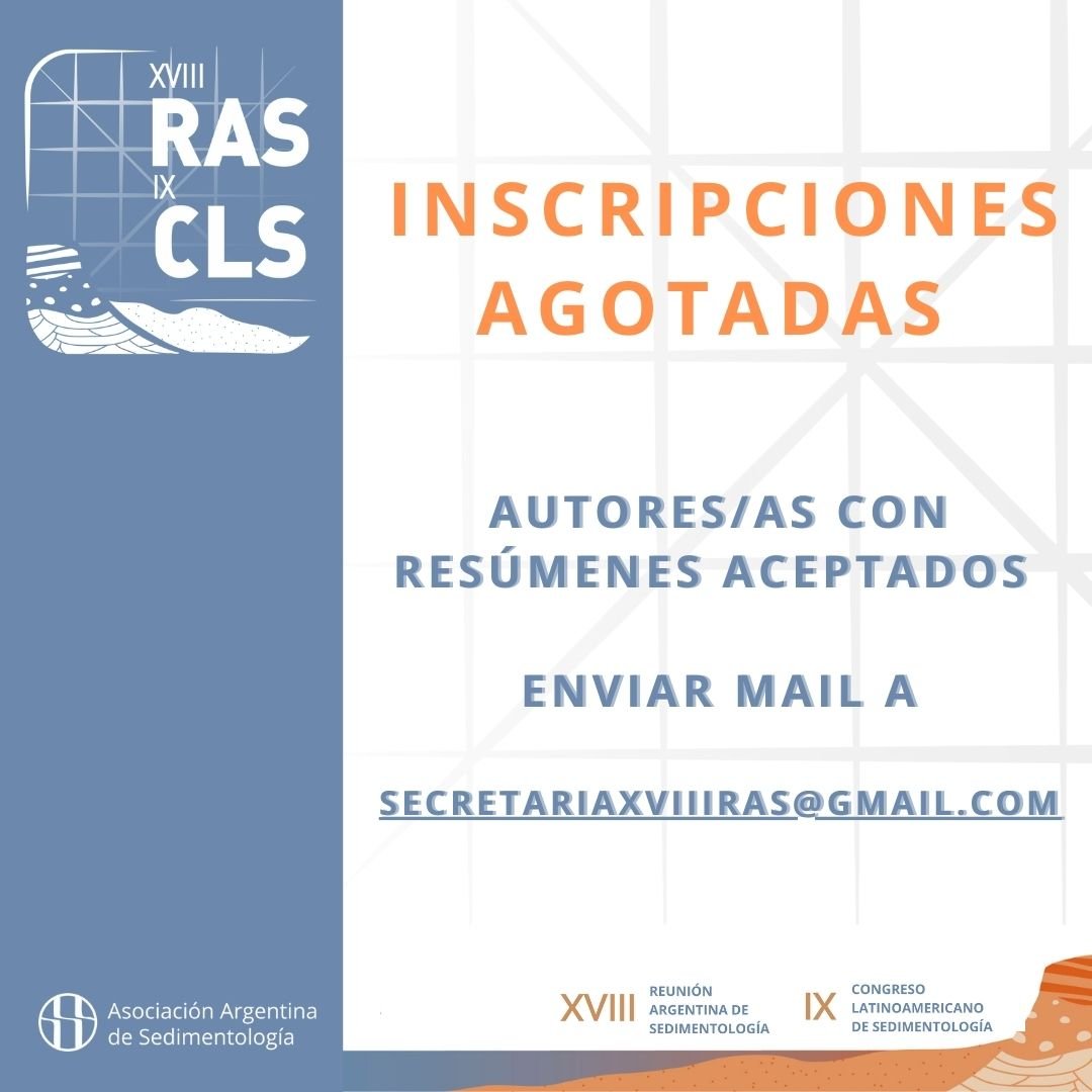 RAS2023LAPLATA's tweet photo. 🔵ANUNCIO IMPORTANTE: INSCRIPCIONES AGOTADAS. 
Desde la Comisión Organizadora de la XVIII - IX CLS queremos comentarles que gracias al gran interés de todos y todas en participar de la XVIII RAS y IX CLS, hemos superado las expectativas de asistencia. https://t.co/WXn1kQm3Qg
