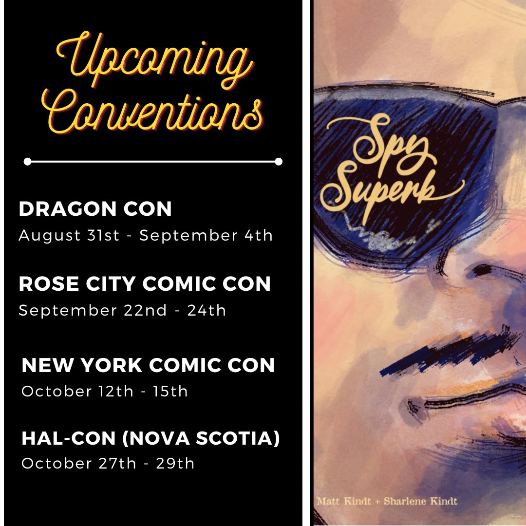 I’ll be at these upcoming conventions! Drop on by and say hi! - I may have a mini-comic that’s con-exclusive available… 👀 @DarkHorseComics @SharleneKindt @fluxhousebooks