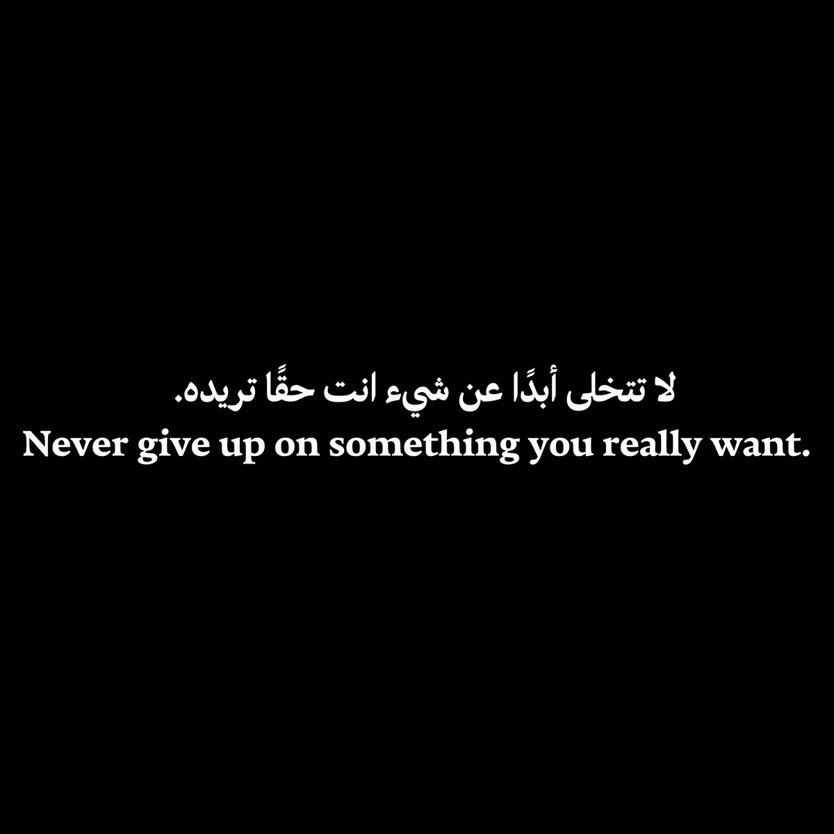 لا تتخلى أبدًا عن شيء انت حقًا تريده.  
Never give up on something you really want.