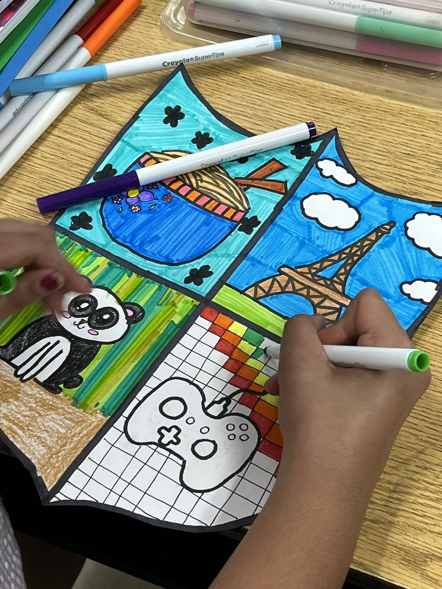 cmrilling's tweet photo. Creating a coat of arms that shares somethings about us in 5th grade. @meshornets @MarcumLA https://t.co/FMvLrKXUzJ