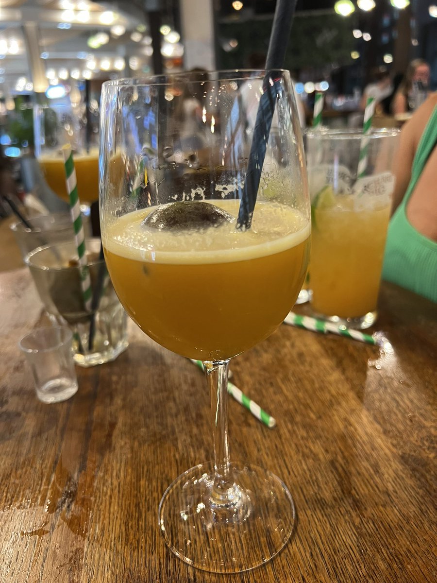 SueParvis's tweet photo. @LasIguanasLDN  this is Stratford and the service is abysmal. What is going on with the glasses ? I deserve free drinks ! Why is the passion fruit upside down too. Very poor for a service based business. https://t.co/fmBHzBZr2d
