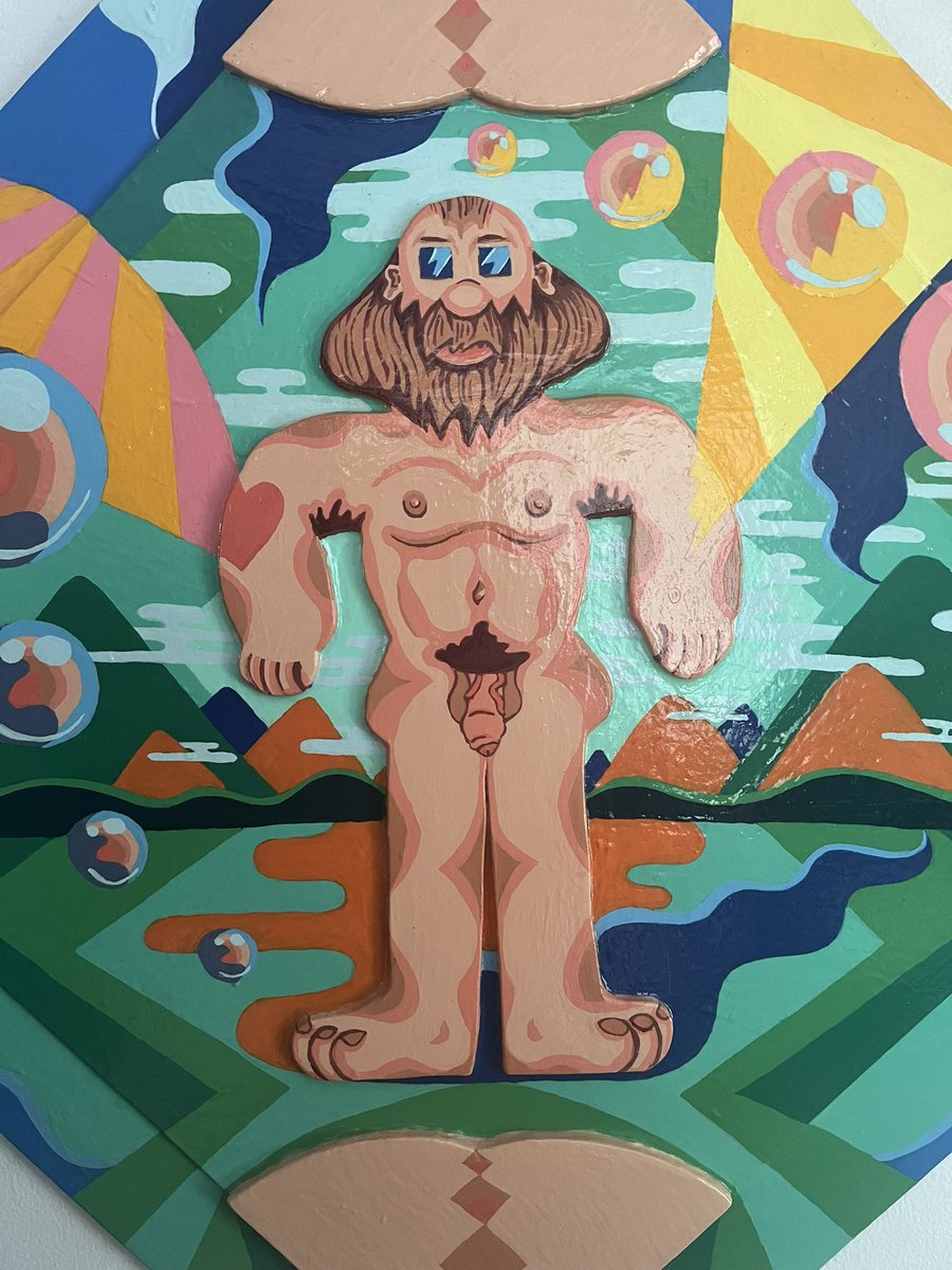 MortimerPye's tweet photo. Self Portrait. Latex on board.
#urbanmountainman #mortimerpye #gaybear https://t.co/eiTfG5PSvZ