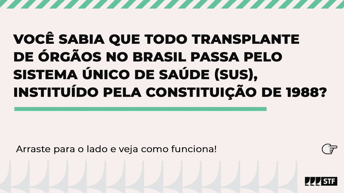 STF_oficial's tweet photo. Segundo a nossa Constituição Federal de 1988, "A saúde é direito de todos e dever do Estado". O SUS oferece muitos serviços, inclusive transplantes de órgãos e procedimentos de alta complexidade. https://t.co/tGB3qWfIYH