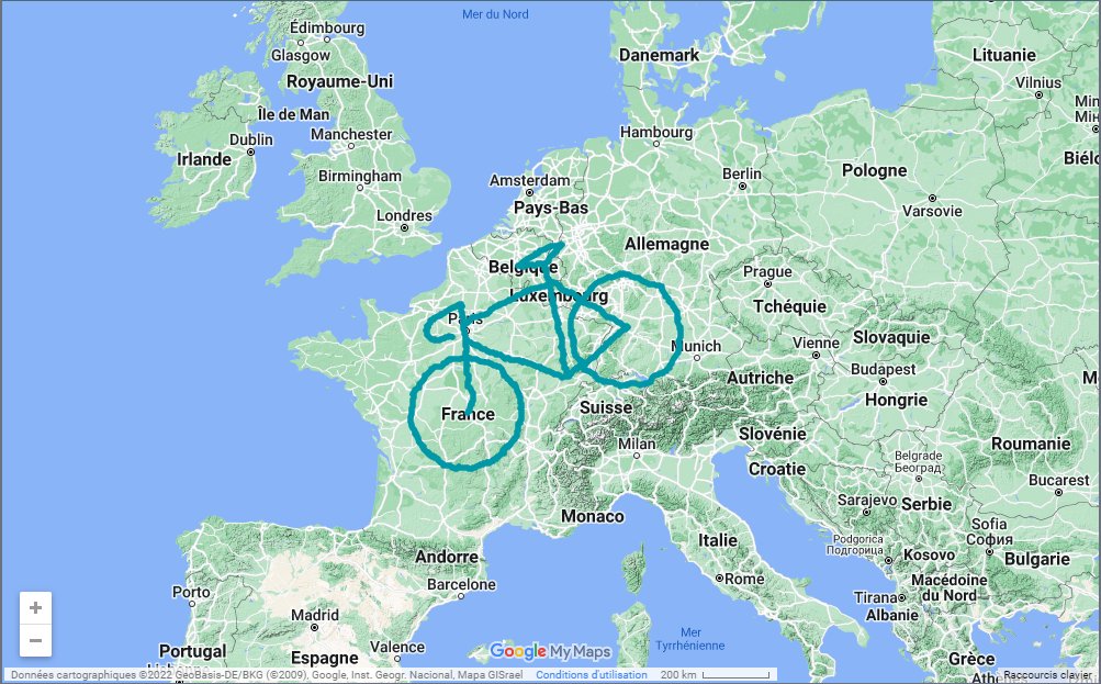 AnecdotetimeX's tweet photo. 🚴‍♂️🚴‍♀️🚴‍♂️Des cyclistes ont pédalés plus de 7300 km pour créer un incroyable dessin GPS représentant un bicyclette. C'est de l'art à grande échelle, avec des vélos comme pinceaux ! 🚲🎨 
#Anecdote  #ArtGPS https://t.co/8MsY1EU3Rr