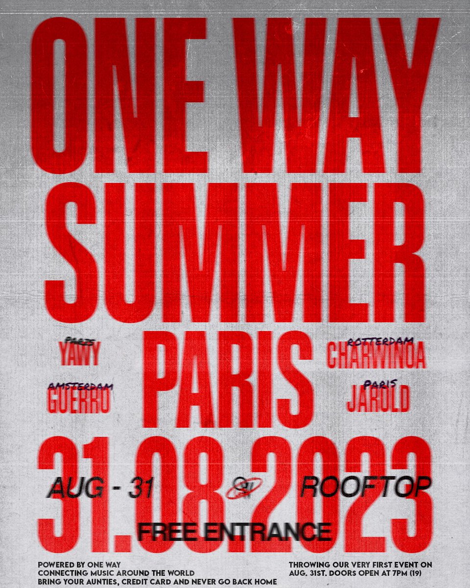 J’organise mon tout premier événement jeudi prochain pour clôturer l’été comme il se doit sur un magnifique Rooftop à Paris. 

Line-Up international rien que pour vous 

Entrée gratuite. Au programme : Afrobeats, Afro House, Amapiano, Baile, Dancehall, UK Garage, etc ON VOYAGE !