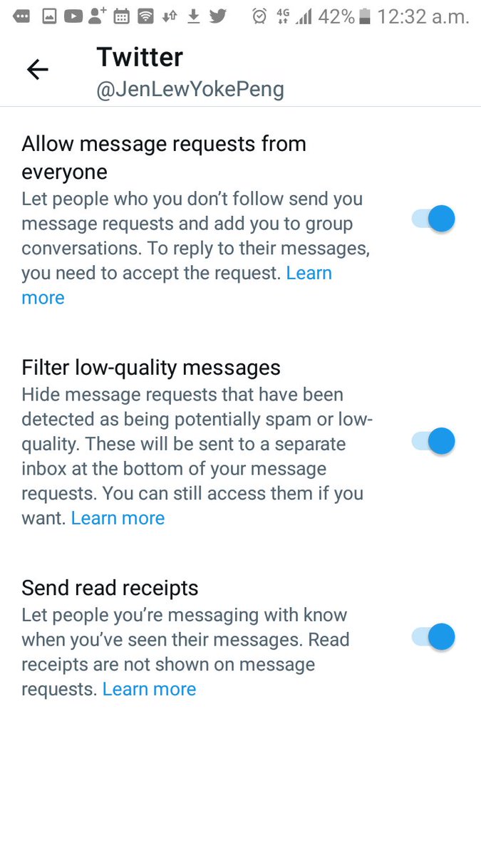 MDMSSB's tweet image. Follow the following guide to turn on twitter message function:
1.Go to setting
2.Go to privacy&amp;amp; safety
3.Go Direct Message
4.Turn on the message buttons to communicate with all fans