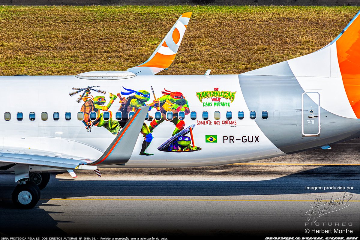 As Tartarugas Ninja estão voando pelo Brasil com avião temático da GOL. Leia 👇🏻 em: maisquevoar.com.br/2023/08/GOL-PR… Fotos © @cmsherbert Tags: #tmntmovie #ParamountBrasil #Paramount #ParamountPictures #Aviação #Aviacao #AviaçãoCivil #AviacaoCivil #Notícias #noticias #cinefilo