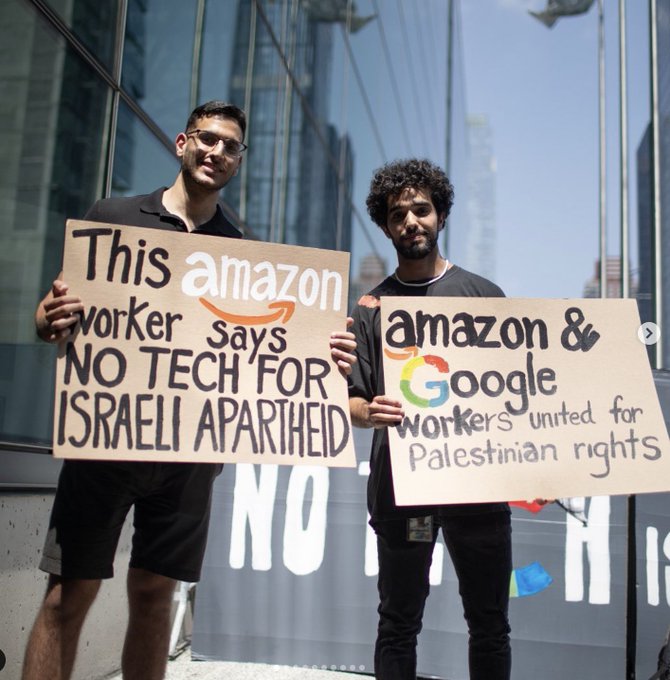 MPower_Change's tweet image. For almost 2 years, @google and @amazon workers, working with community groups have demanded #NoTechForApartheid &amp;amp; called on their bosses to cut the #ProjectNimbus contract with the Israeli military and apartheid government