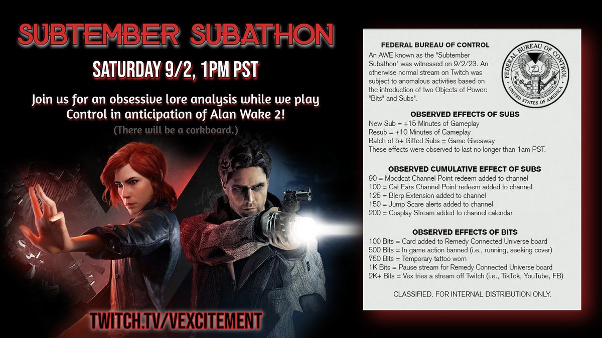 I'm not hyperfixating, you're hyperfixating. >.>
Who's ready to finish @alanwake on Saturday and bust out a conspiracy board for a @ControlRemedy lore dive on 9/2?!

You can't escape me, #RemedyConnectedUniverse!