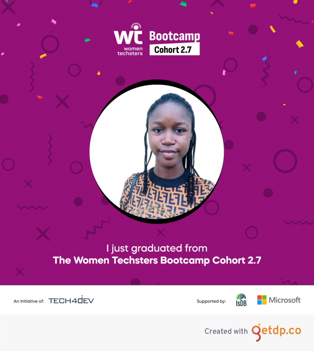 sucxyf's tweet photo. Leveled up in 3 weeks
#bootcampComplete
#Tech4Dev #Microsoft #ISDB #WomenTechstersBootcamp #fintechegypt #Cohort2.7 https://t.co/2lSlvqrJmW