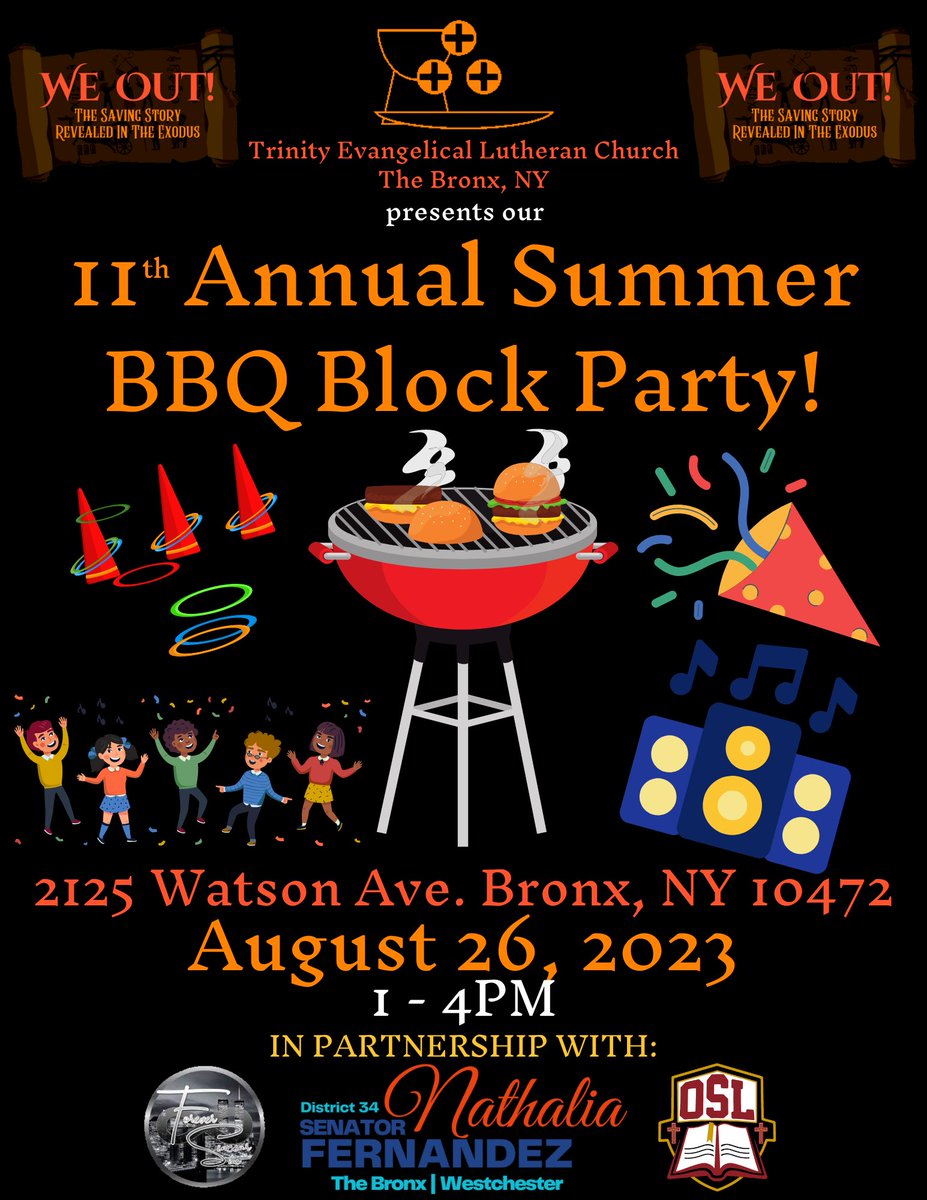 COME OUT & CELEBRATE!!! We will be having lots of fun and giving away FREE PRODUCE, too!!! #WeOut #VBS #TrinityBX #SummerBlockParty