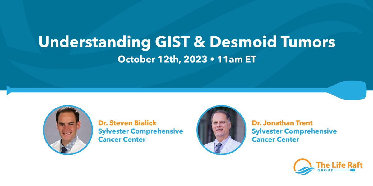 Join us for “Understanding GIST & Desmoids” Oct 12 at 11AM ET with @SteveBialickDO & @JTrentMDPhD  Register today: bit.ly/GIST-Desmoid #gisteducation #gist #desmoid #desmoidtumor
@SylvesterCancer