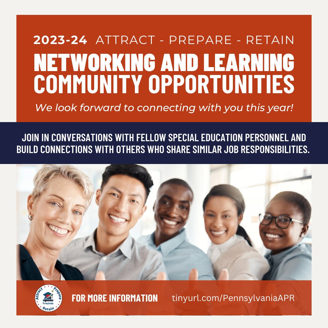 Join in the conversation and build connections! These APR opportunities for the 2023-24 school year have been crafted to address topics pertinent to PA's special education personnel. View the flyer to find the networking series that best fits your needs: sites.google.com/pattan.net/pa-…