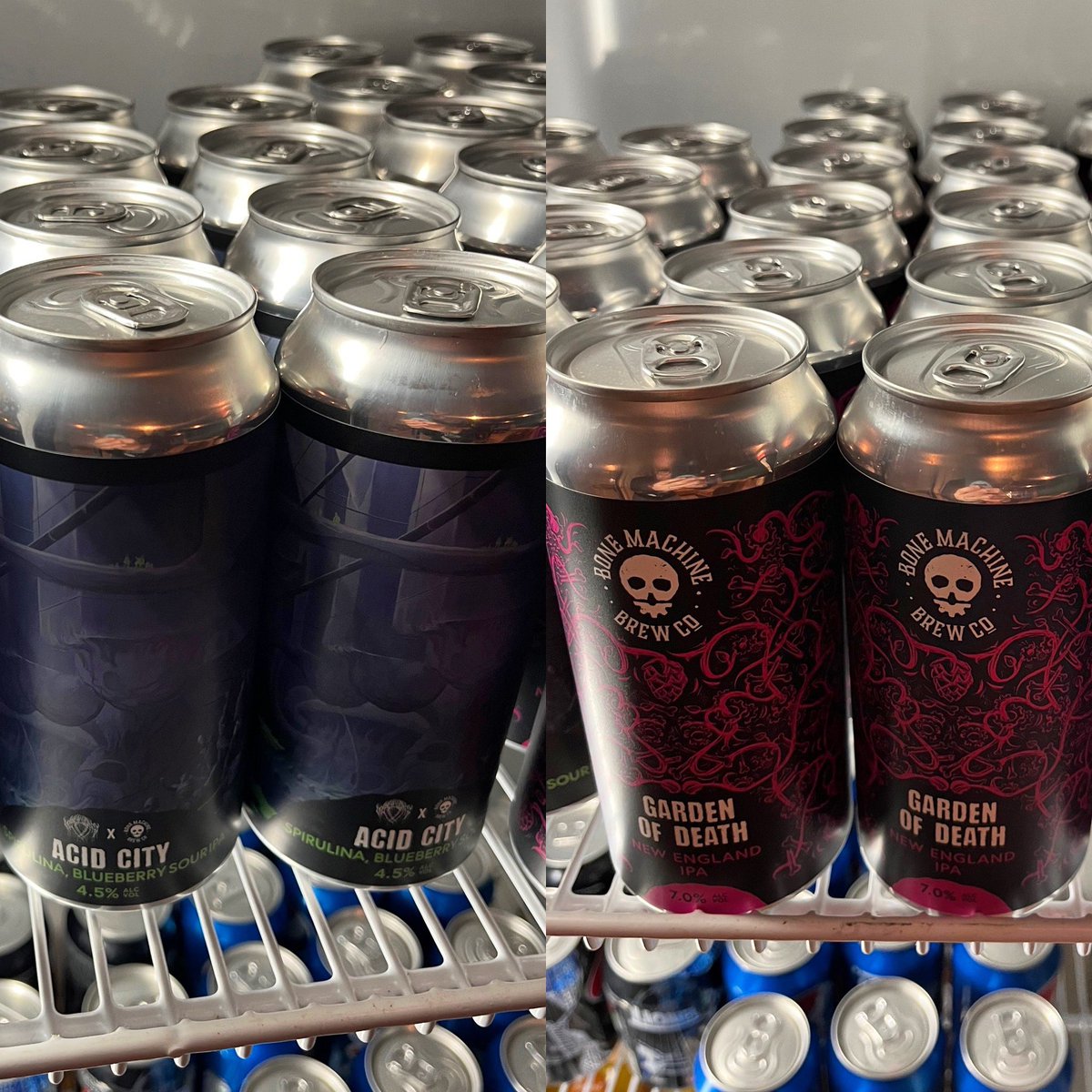 RESTOCK ALERT!!! Not only do we have a fridge full of @bonemachinebrew’s signature NEIPA, Garden Of Death, a rare case of the @wallowing_noise collab sour ACID CITY has appeared as if from a black hole! Literally 12 cans and that’s it, so get yourself here before they disappear!