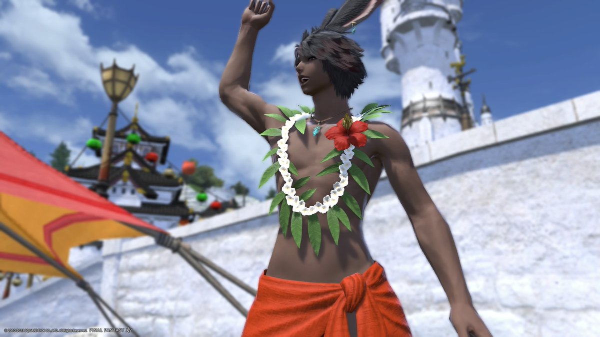 firithpanda's tweet photo. Ready for the beach episode of Dawntrail! #FFXIV #FinalFantasyXIV #Dawntrail #SummerGlam #DawntrailGlams https://t.co/PQLM7gXlpV