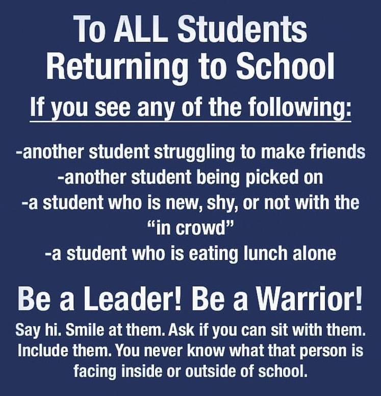 To all the wonderful students getting ready for the school year, please keep this in mind! Have a good rest of your summer! See you September 5th for the first day of school!