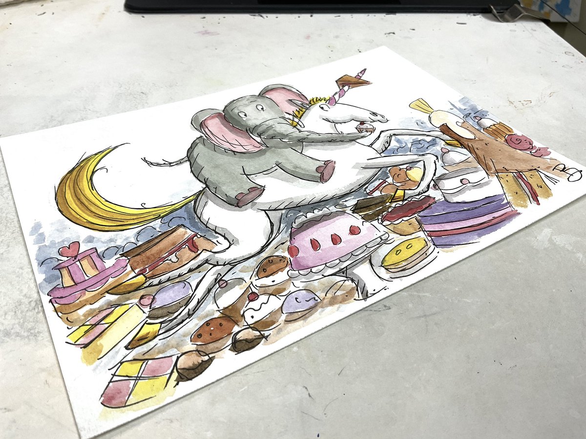 We are getting some weird and wonderful requests this year for the watercolour calendar upgrades, can you top this one? Unicorns, elephants and cake!

#art #elephants #unicorn #impossimals