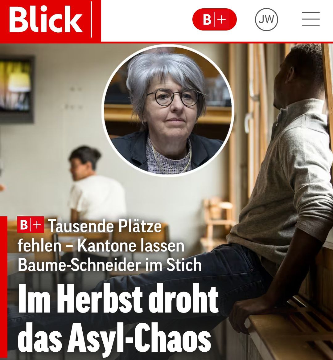 ChantalStadelm1's tweet photo. BR Elisabeth Baume-Schneider total überfordert. Das Asylchaos ist schon lange vorprogrammiert. Das wird noch lustig . #Asylchaos #kriminalität 📈
#steigende Arbeitlosigkeit 📈
#Kulturüberfremdung 📈vorprogrammiert
#remigration
#Schweizer zuerst 🇨🇭🕊
🟢🔴 schön Wetterpolitik https://t.co/xKIaHex8F2